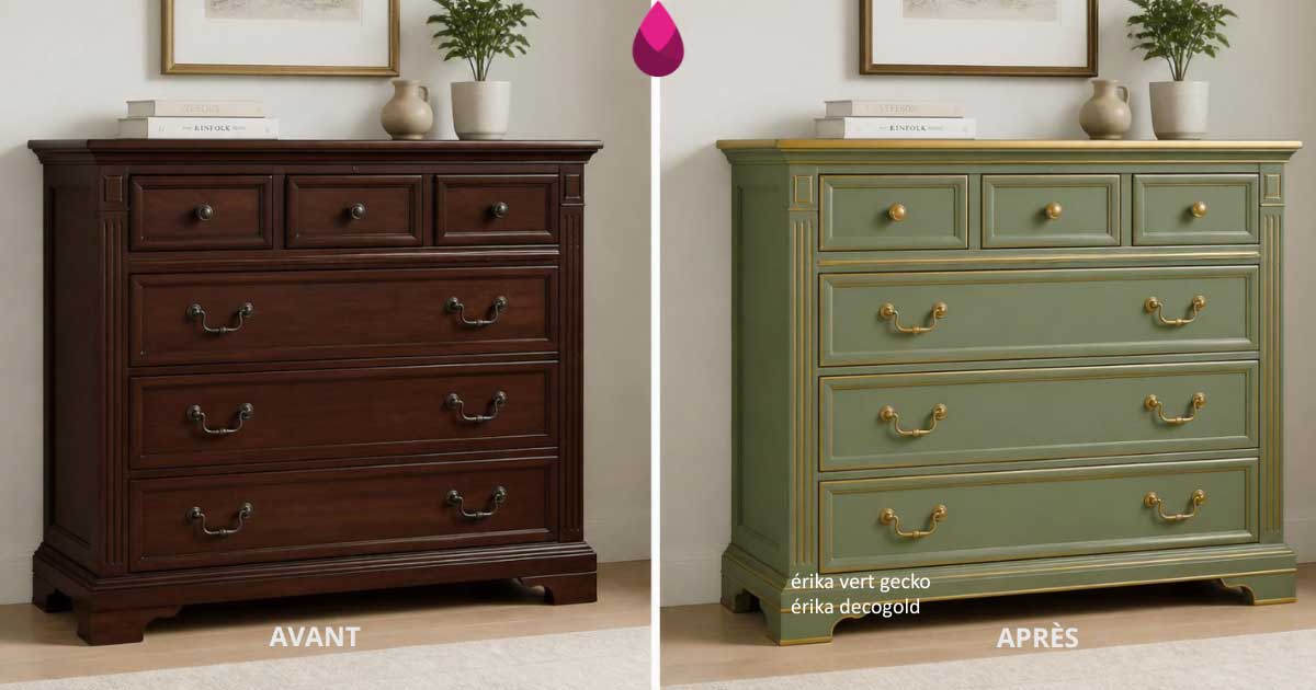 Commode acajou rehaussée d&rsquo;or